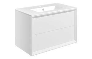 Plush 810mm Wall Hung 2 Drawer Basin Unit & 1TH Thin Edge Basin - Matt White